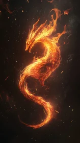 Fireborn serpent curls skyward, sketching an ember-bright S