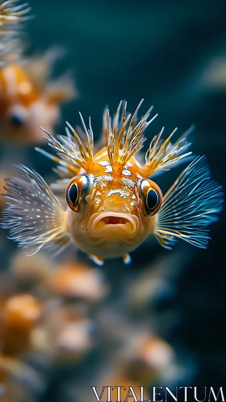 Macro portrait isolates ornate juvenile fish in vivid focus