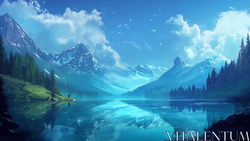 Sky-brushed alpine giants cradle a mirror of glacial blue.