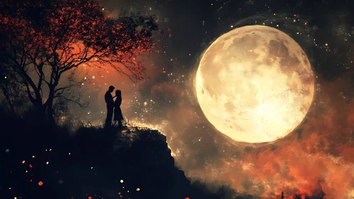 Two Hearts Under the Moon's Golden Embrace.