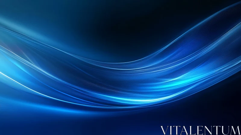 Blue luminous wave lines on dark abstract background.