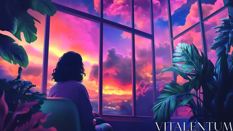 Soft evening glow welcomes a quiet soul at the window