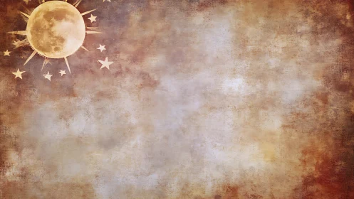 Textured celestial background with moon and stars on left