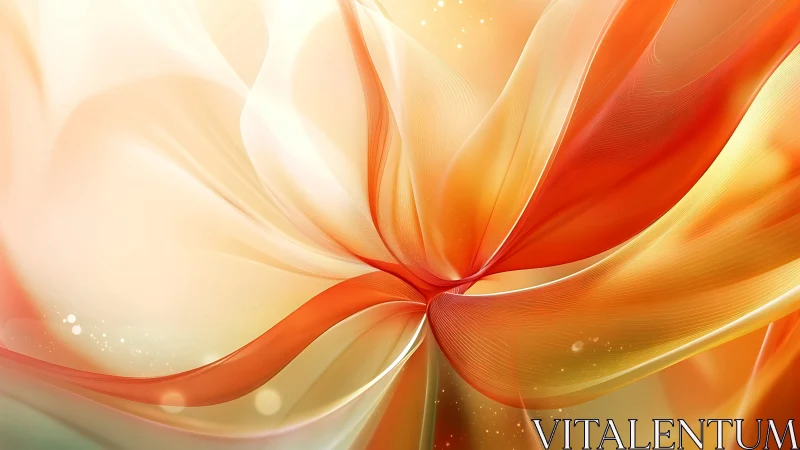 Fluid orange light ribbons form luminous abstract bloom