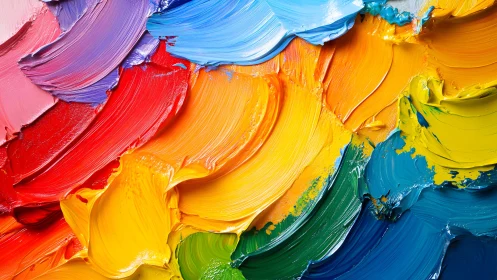 Vibrant abstract oil paint strokes in bold rainbow colors.