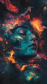 Nebular visage immersed in chromatic astrophysical turbulence.