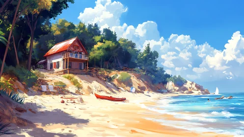 Coastal Cottage on Sandy Beach with Ocean View
