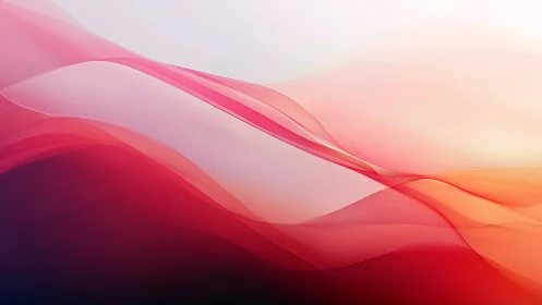 Flowing crimson waves over luminous pastel horizon.