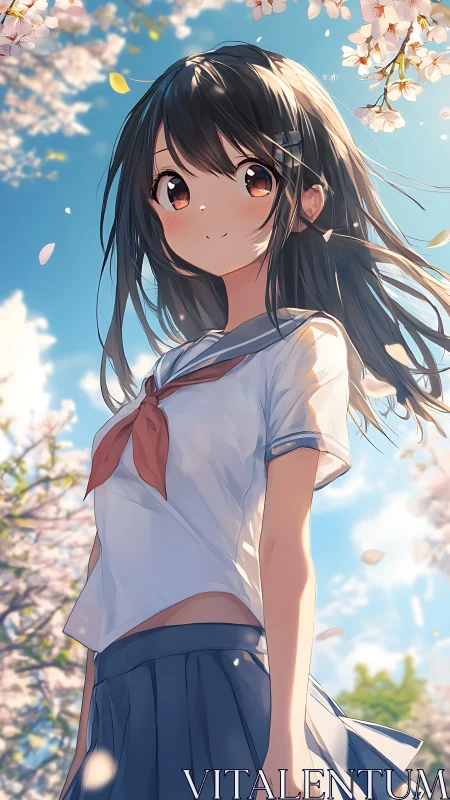 Spring breeze and shy smiles beneath soft cherry blossoms.