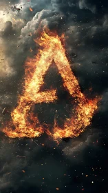 Fiery Letter A Engulfed in Cosmic Explosion and Smoke