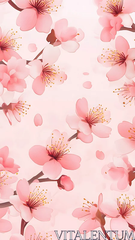 Pink Floral Pattern with Botanical Elements.