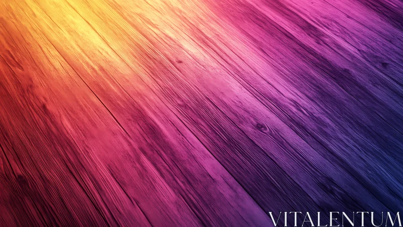 Sunlit gradient wood planks glow in warm and cool tones