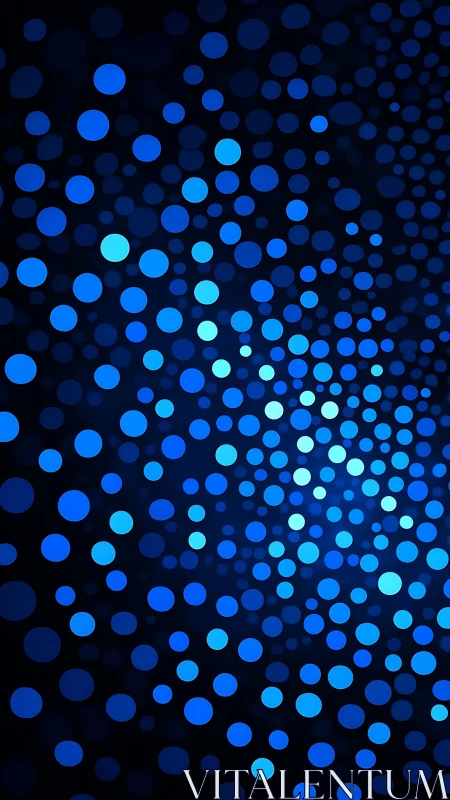 Radial blue bokeh dot matrix forms dynamic digital vortex