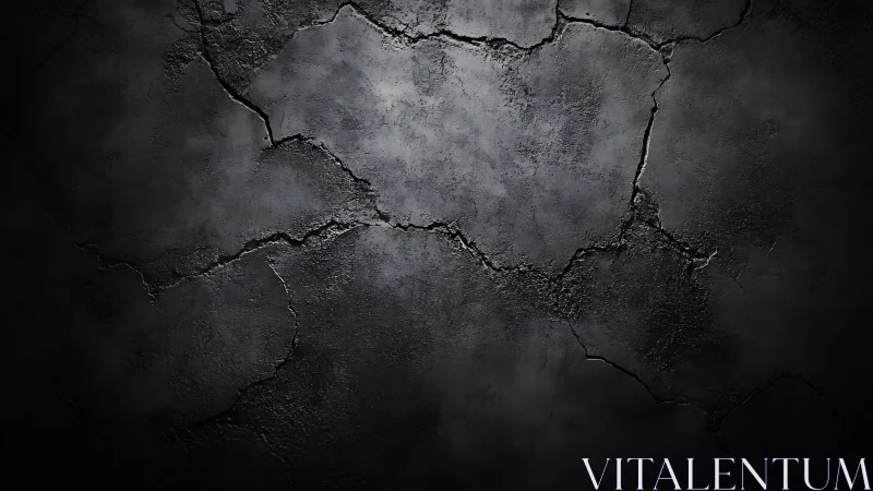 Dark cracked concrete wall texture with dramatic lighting.