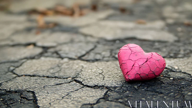 Pink Heart Rests Gently on Cracked, Parched Earth