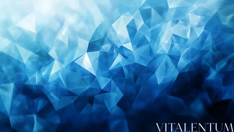 Blue low poly crystal gradient with luminous depth effect.