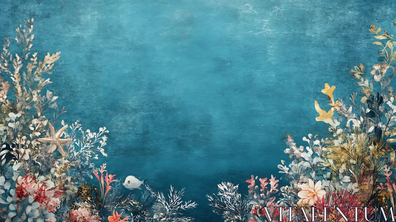 Underwater coral garden frames tranquil teal seascape