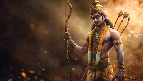 Radiant warrior archer bathed in warm golden light.