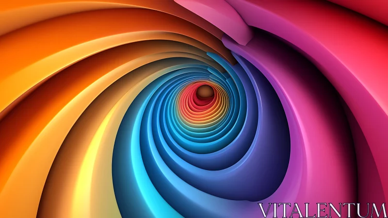 Chromatic vortex tunnel with concentric layered ribbons.