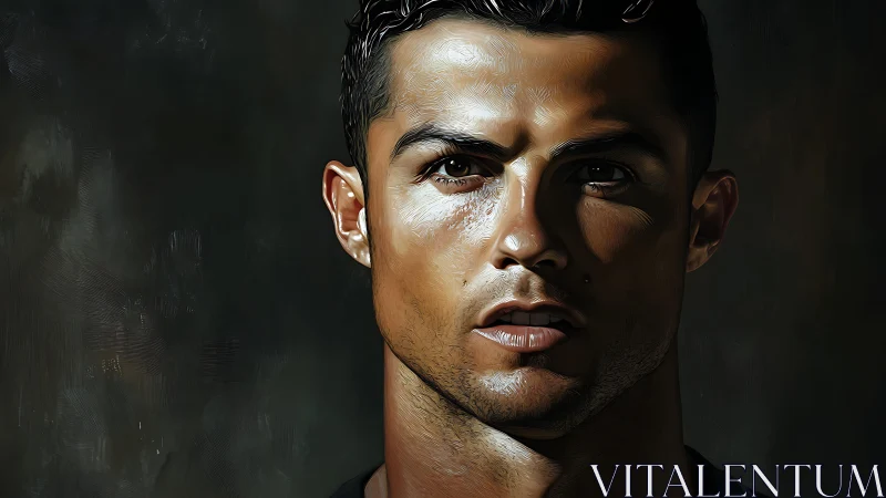 Intense athlete portrait carved from liquid shadow and light.