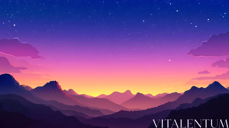 Gentle dusk over dreaming mountains and quiet starlight.