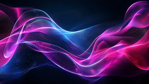 Colored light waveforms over dark field in digital space.