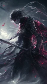 Dark wraith knight with crimson energy and spectral blade.