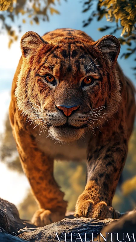 Frontal Felid Portraiture: Golden Hour Apex Predator Study.