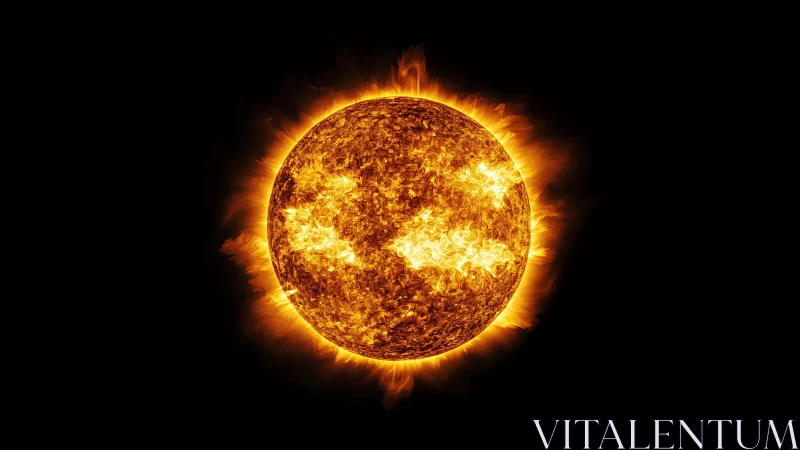 Solar inferno sphere blazing against cathedral-black void.