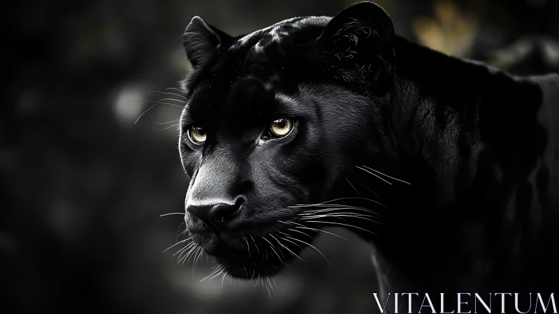 Black Panther Portrait with Piercing Amber Eyes.