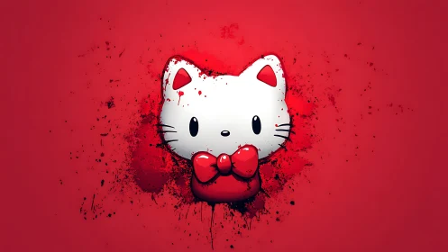 Vector kitty emblem with splatter-field chromatic contrast.