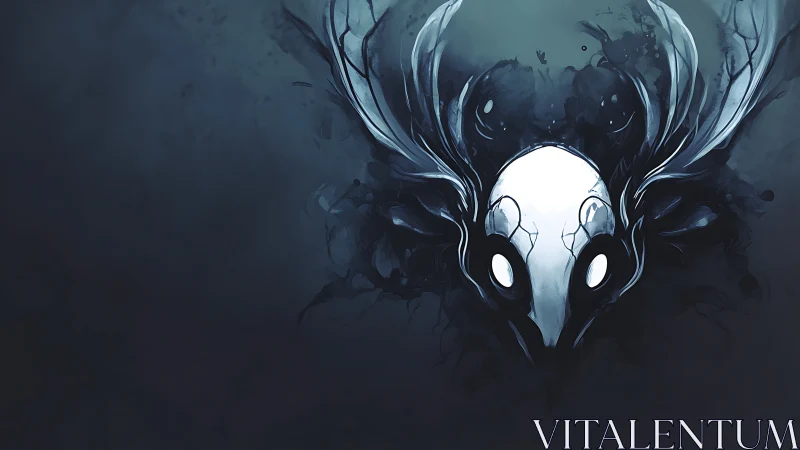 Stark white skull spirit emerges from swirling blue void.