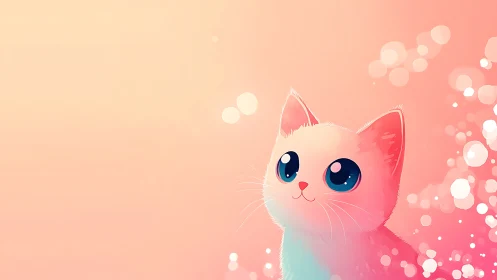Luminous Pink Cat with Gradient Glow.