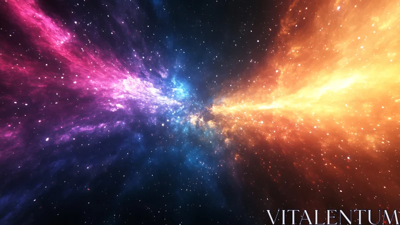 Bipolar cosmic nebula with contrasting colored plasma streams.