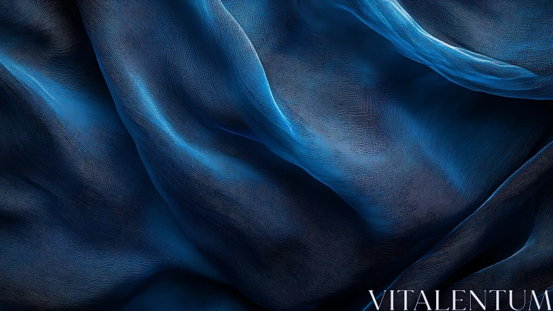 Folded blue textile surface with fine linear texture details.