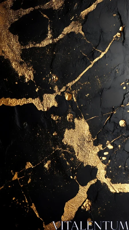 Black textured surface with cracked flowing gold accents.