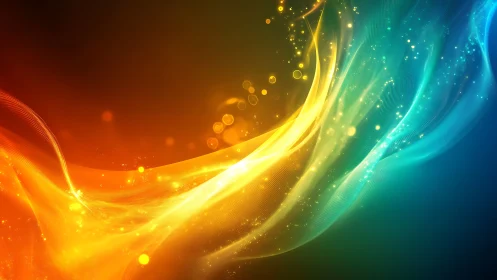 Gradient light waves with orange and blue luminous trails.