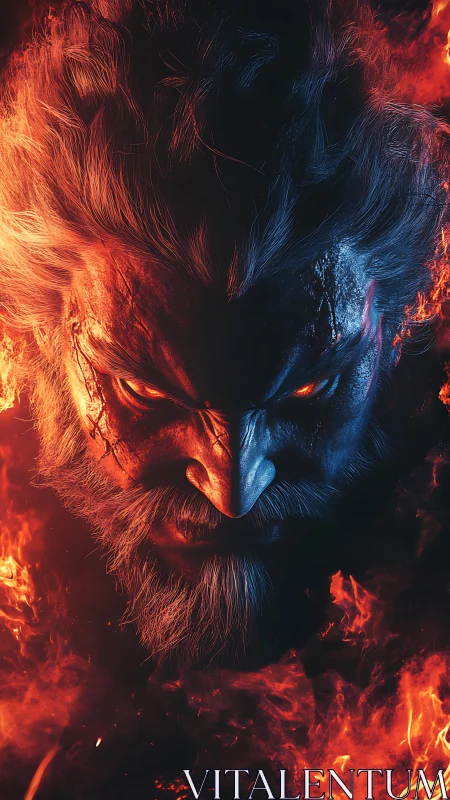 Thermally bifurcated demigod portrait in infernal luminescence.