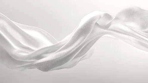 Flowing White Silk Fabric in Minimalist Abstract Art Style.
