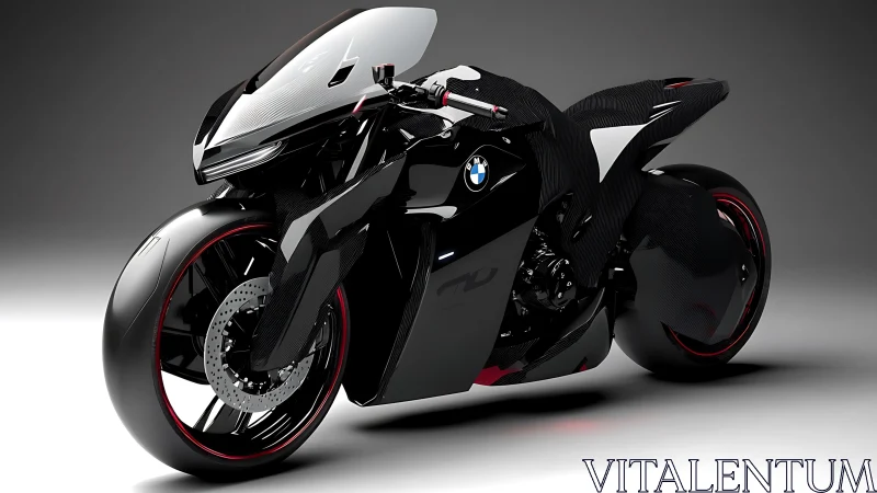 Futuristic BMW sport motorcycle concept in black and red.