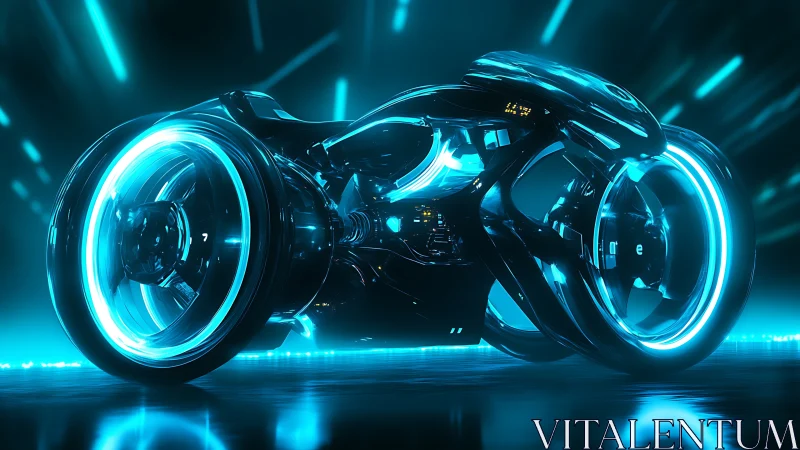 Futuristic neon light bike glows boldly in a sleek tunnel