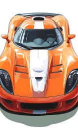 Orange supercar front view illustration emphasizes sleek form