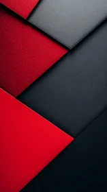 Layered crimson and charcoal panels in geometric tension.