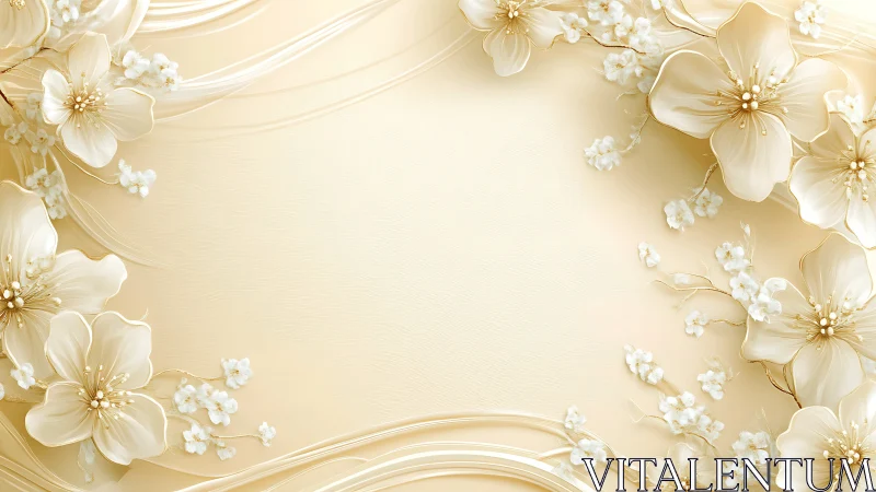 Golden Blooms and Pearl Petals Frame.