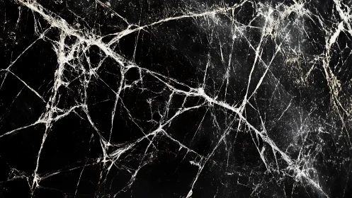 Black marble slab with high contrast white veining network.