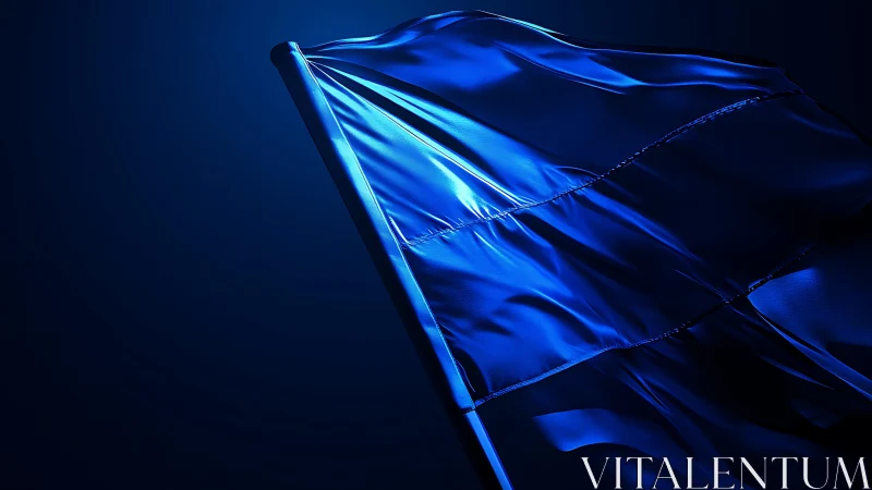 Monochrome blue flag under directional light on dark field.