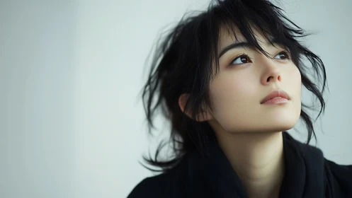 Soft-lit portrait studies contemplative upward female gaze