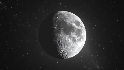 Lunar terminator detail reveals craters in stark high contrast