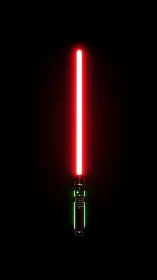 Glowing red sci fi energy sword stands bright in darkness