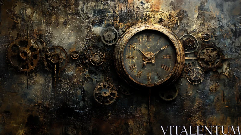 Weathered steampunk clock shares its tale of rust and time